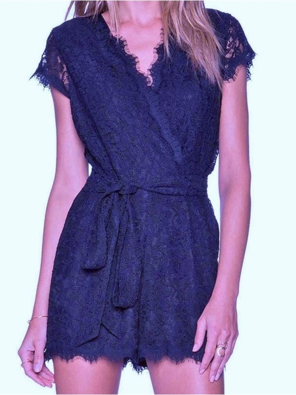 Diane Von Furstenberg Navy Blue Lace Romper